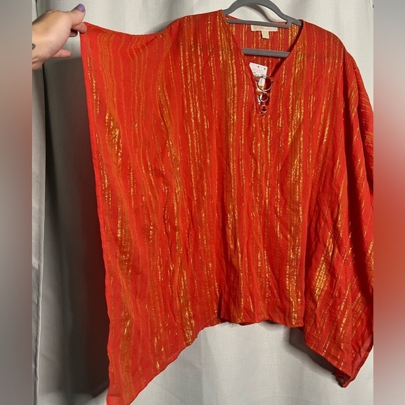 Michael Kors Orange and Gold Swimsuit Coverup Kaftan - Picture 6 of 11